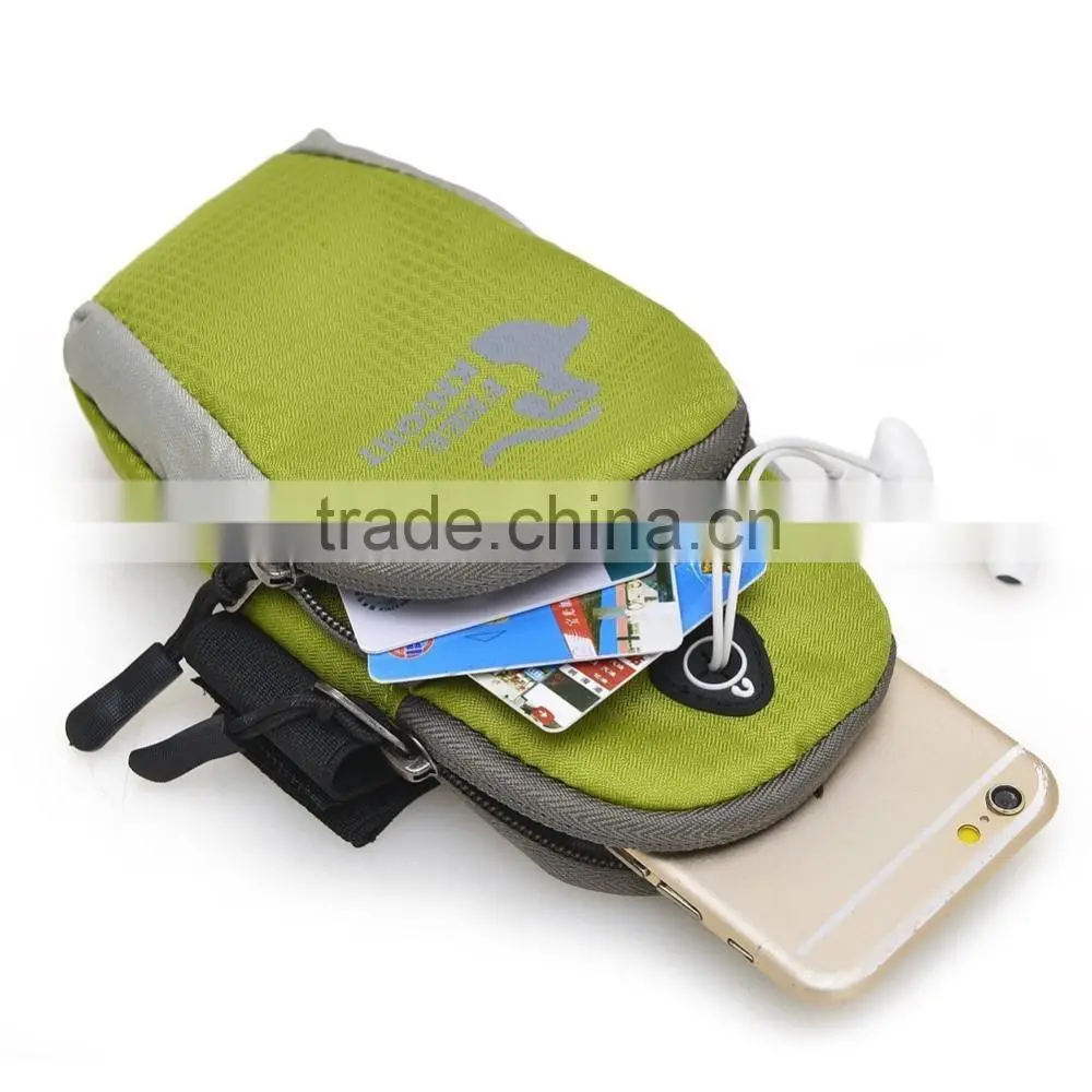 Sports Armband, Multifunctional Double Pockets Outdoor Arm Bag, Zipper Bag Gym Running Sport Workout Armband Compatible with iPh