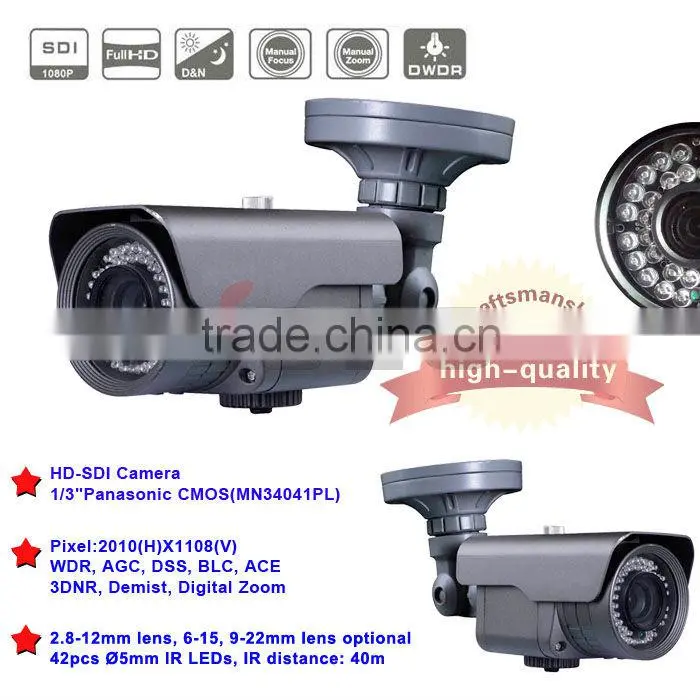1/3" Panasonic CMOS 2MP varifocal lens ture 1080p full hd camera