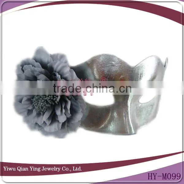 silver pvc mask party mask with flower