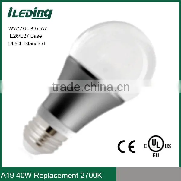Dimmable A19 COB LED Bulb with E26/E27 base 2700K approval