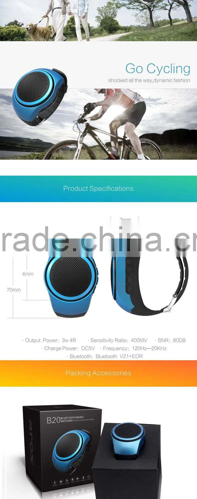 2015 new general hot sell bluetooth speaker smart sport music watch