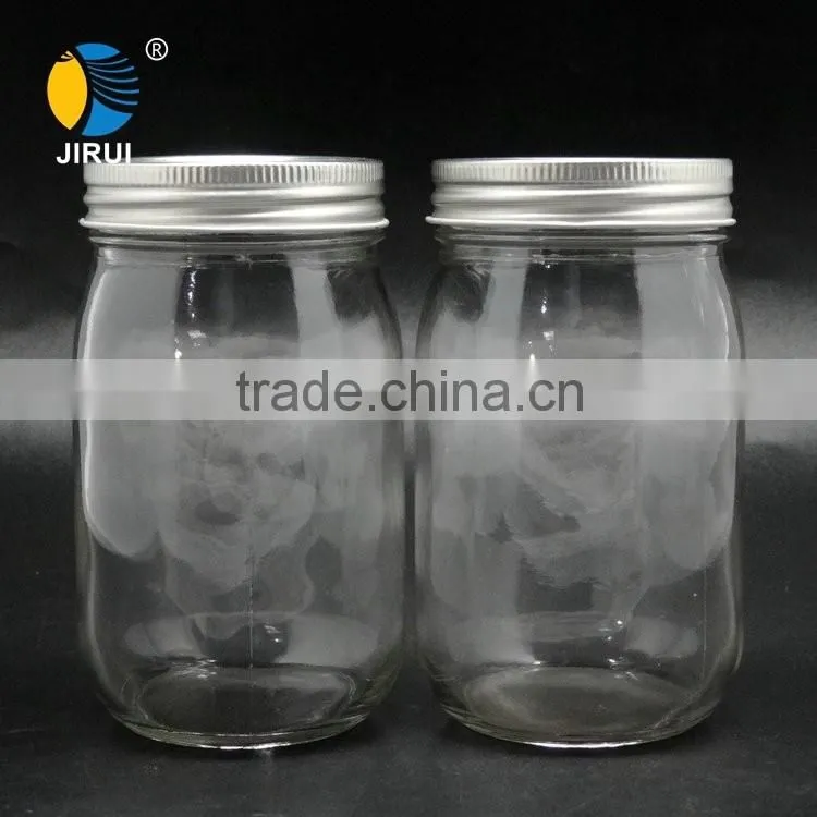 wholesale 450ml high quality glass jar glass mason jar with tin lid