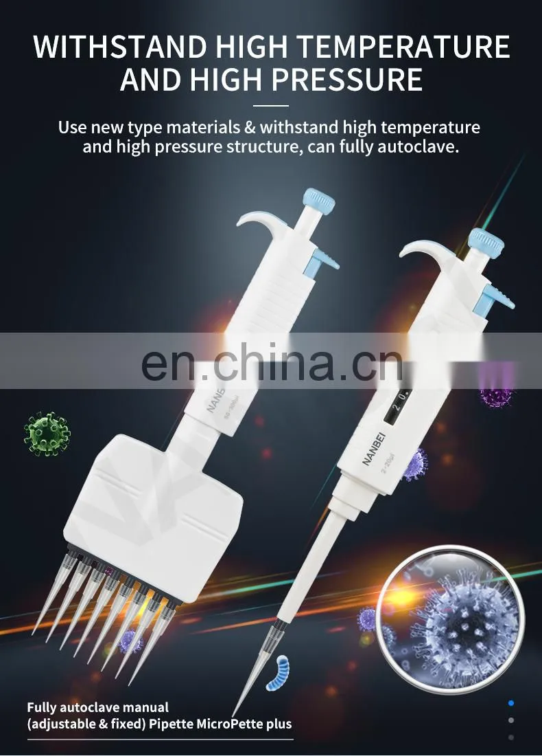 Medical Lab Adjustable and Fixed Volume MicroPette Plus Autoclavable Multichannel Automatic Pipette Price