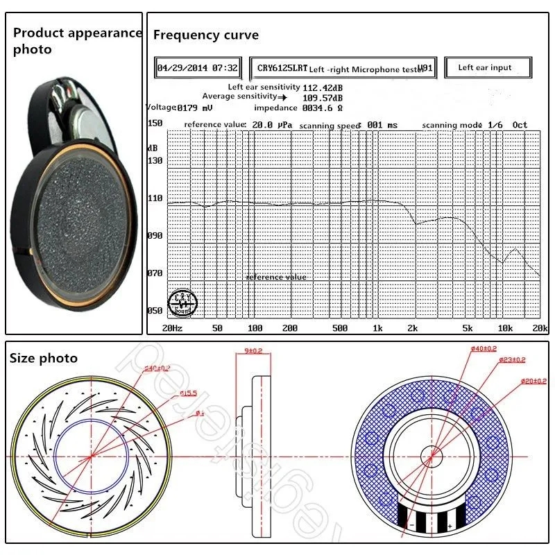40mm 32ohm headset Speaker Driver Unit Made in china