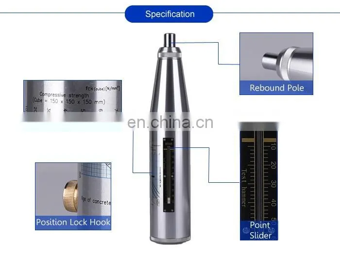 Taijia hammer test beton/ sclerometer / digital concrete test hammer for concrete testing equipment Taijia Tech rebound hammer