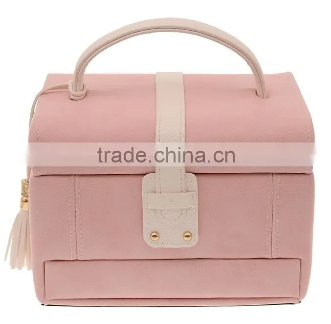 popular high quality leather jewelry display box,pink leather jewelry box,faux leather jewelry box