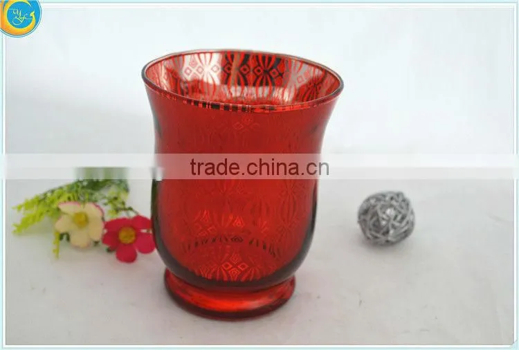 red electroplated glass candle holder