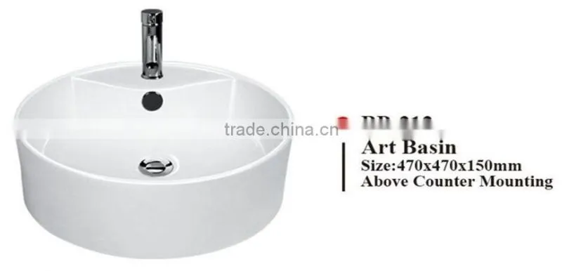 BP-214 Modern Bathroom Design, Quality Round Art Basin, Bathroom Countertop Ceramic Hand Wash Single Bowl Sink