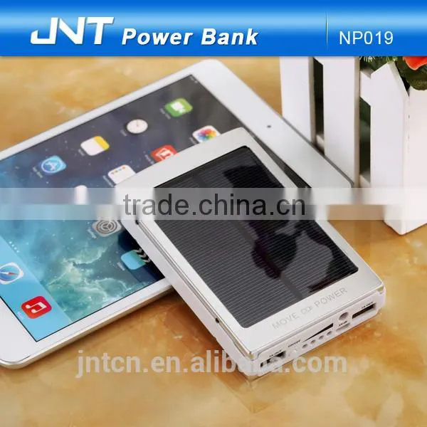 Solar power portable power bank dual output travel charger newest pocket size power bank with 1 year warranty