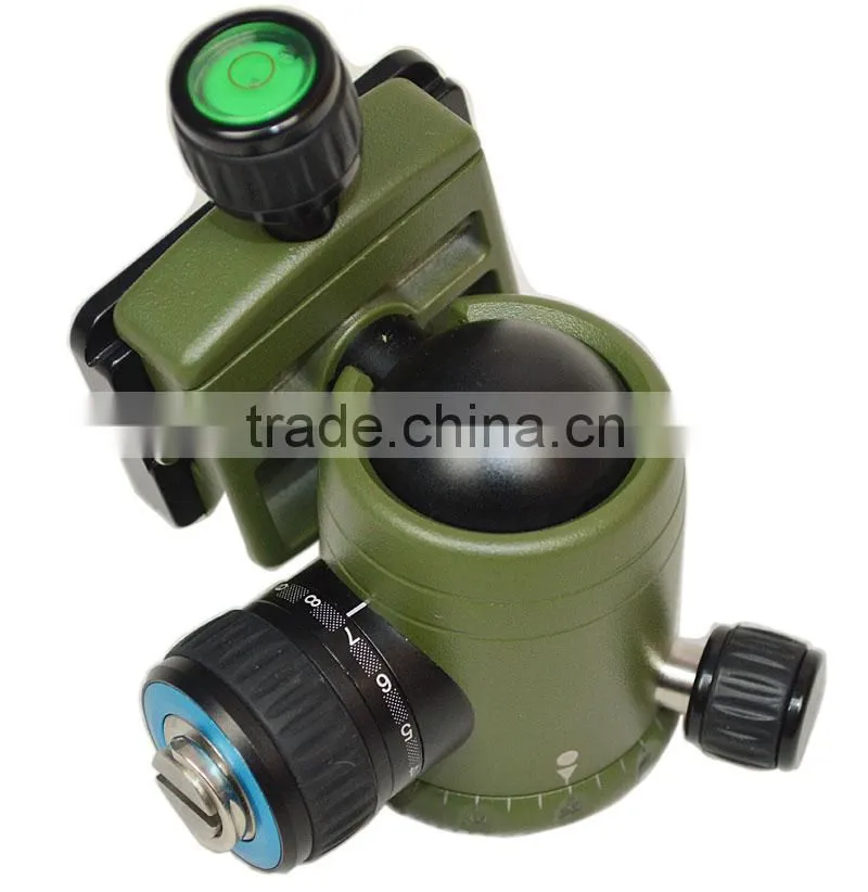 Camera tripod head with dual-level aluminum damping ball head