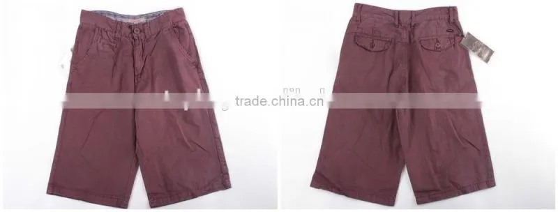 Men hot selling cheap100%cotton stock apparel washed shorts