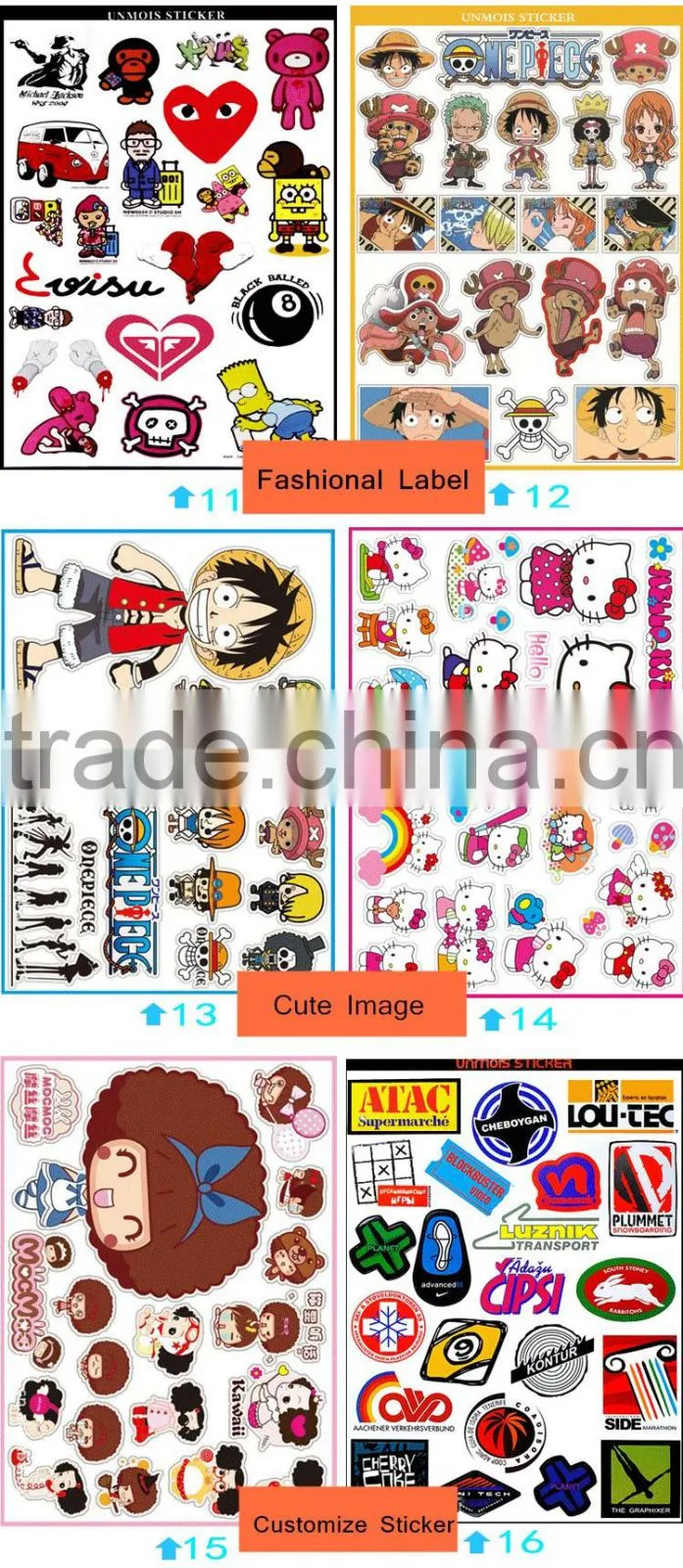 Cartoon kids stickers hot sale new fashional desgin