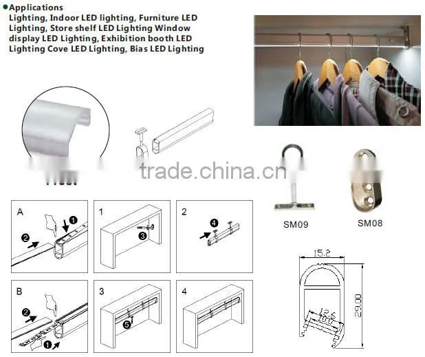 LED Aluminum extrusion profile for led strips light, OEM Length