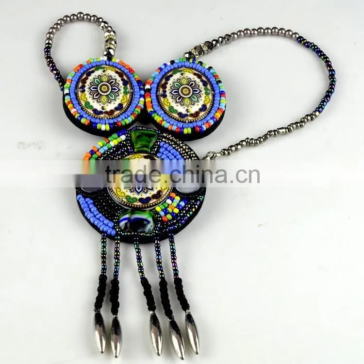 Beautiful Bohemian Wooden Beaded Necklace For Neck Applique/Bead Collar for Summer Clothes