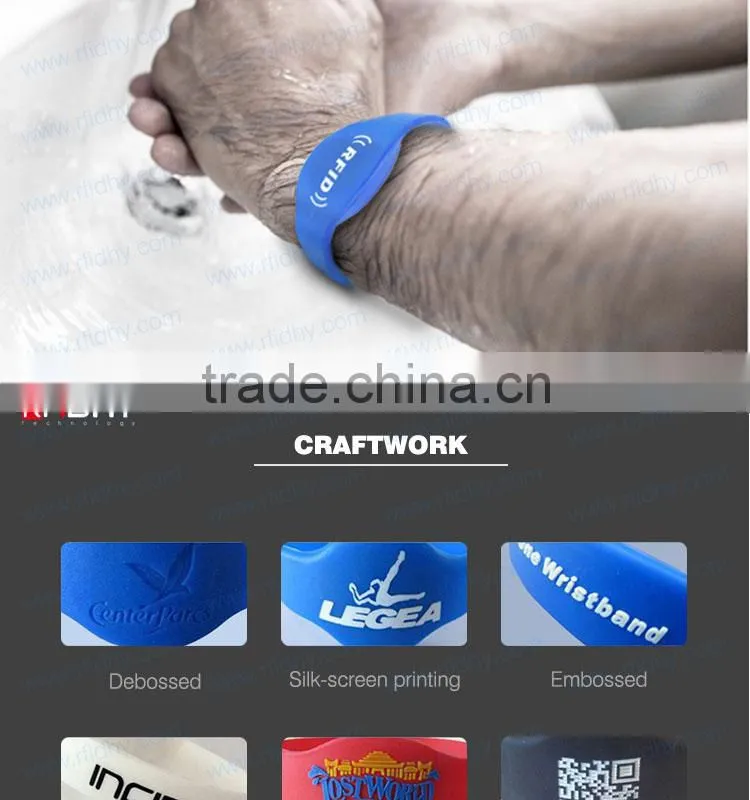 Order Printed Silicone Wristbands RFID for Fitness/gym