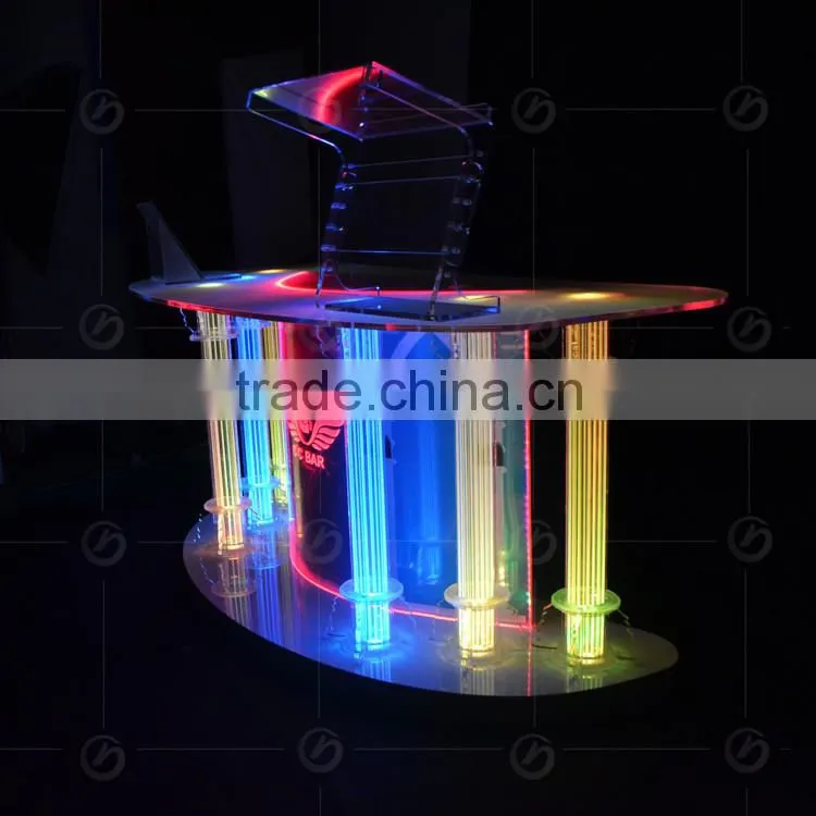 night bar acrylic LED table designs, night club dj facade, night bar booth