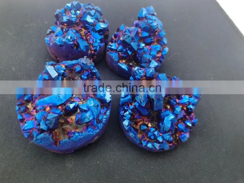 Assorted double Electroplated Druzy Loose Cabochon, Titanium Coated Oval Shape Cabochon