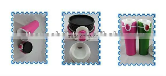fashion double wall plastic coffee mug 16oz