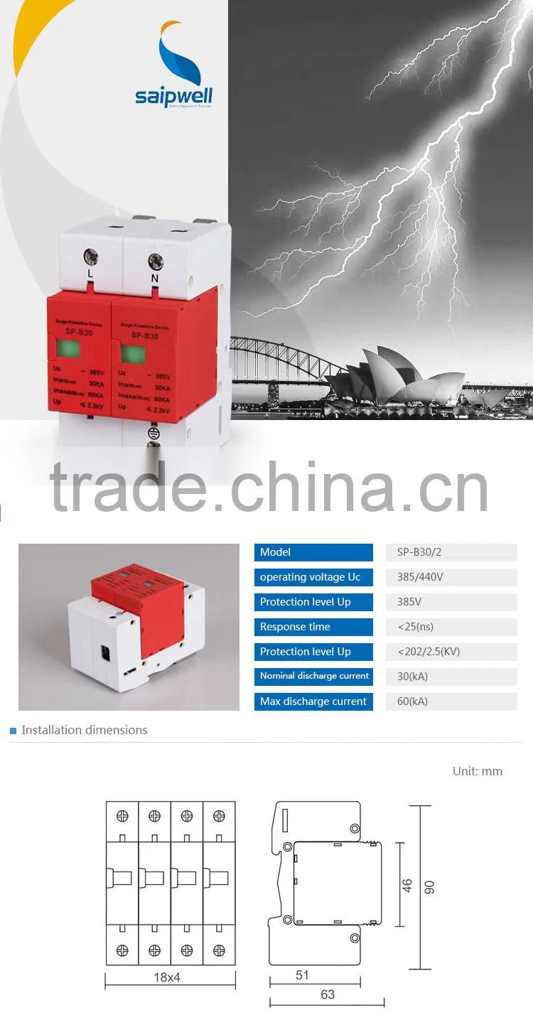 SAIP/SAIPWELL New Factory Price 2 Poles 385/440V cctv Electrical Surge Protective Device