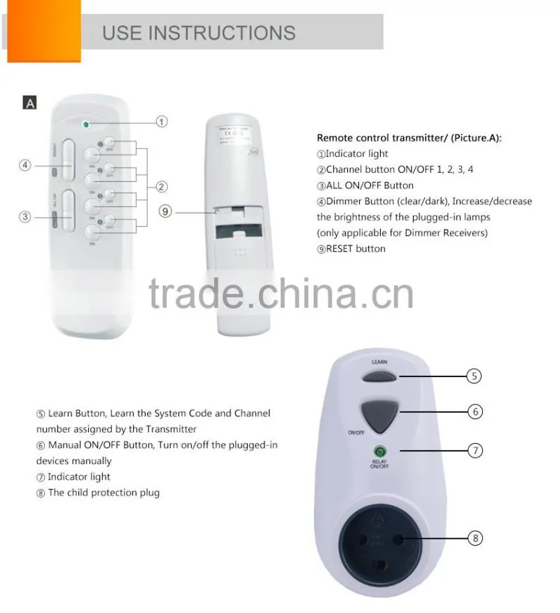 press button power switch wireless remote control switch outlet