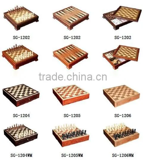 Solid wooden chess game set table