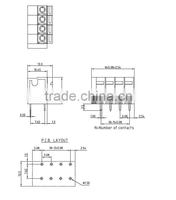 Screwless terminal block pitch:5.08mm