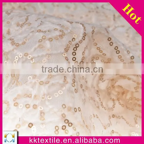 2014 latest woolen yarn Polyester mesh Fabric sequin embroidery designs