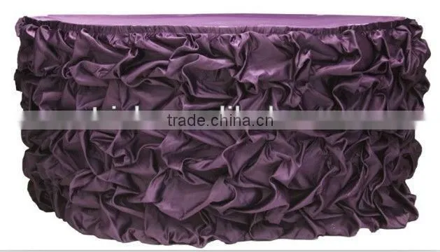Colorful Charming satin ruffled table skirt for wedding decorative table skirts