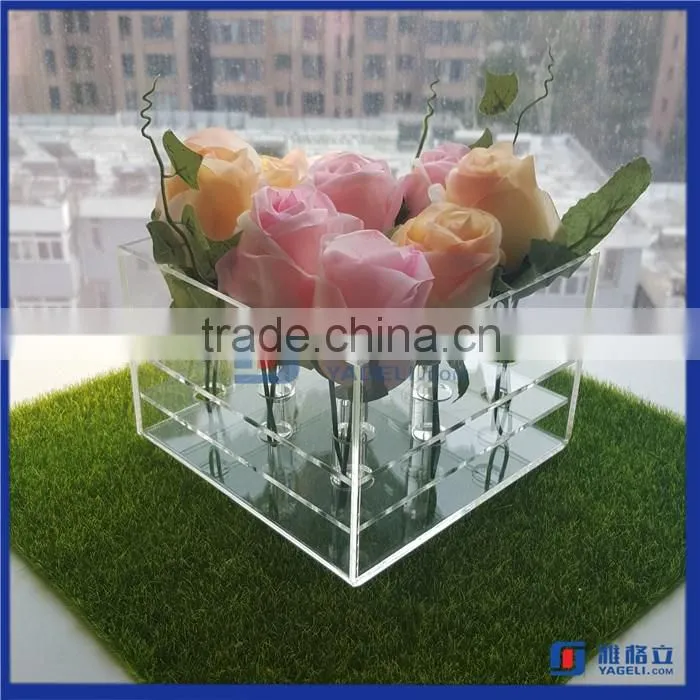 2016 Hot Sale!! China Manufactuer Flower Box Hold 9 Roses Acrylic Box for Fresh Roses