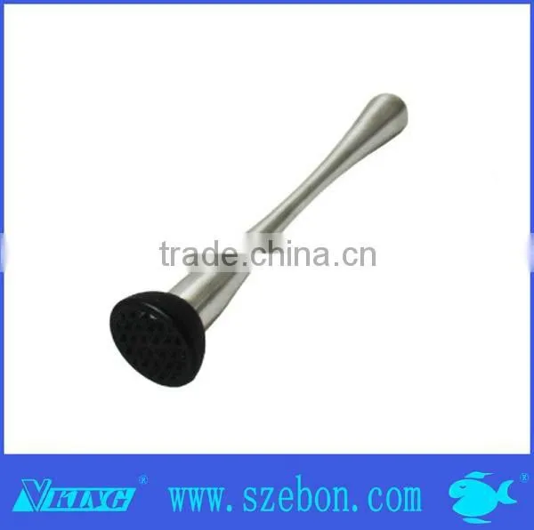 Hot sale stainless steel cocktail muddler with black plastic head barware
