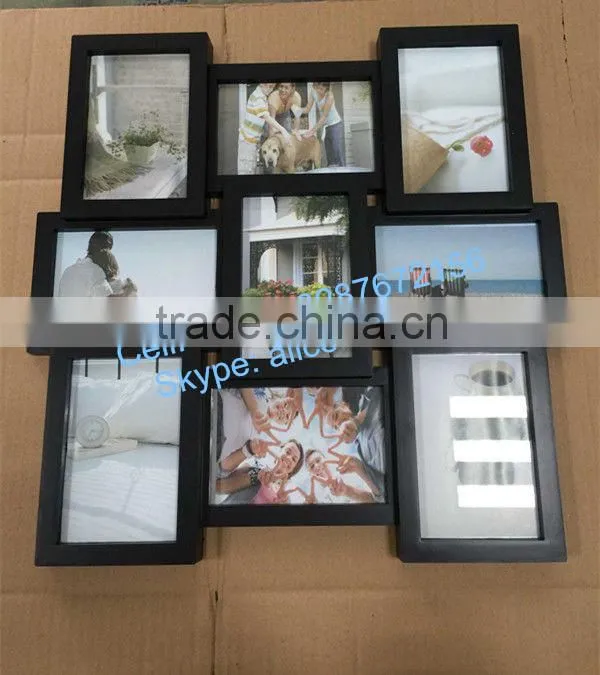 wholesale handmade 9 openings Wood MDF collage photo frame