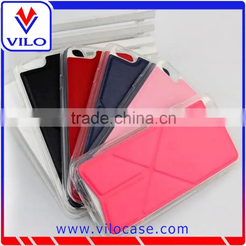 factory wholesales Utra slim tpu with leather kickstand mobile phone case for iphone 6