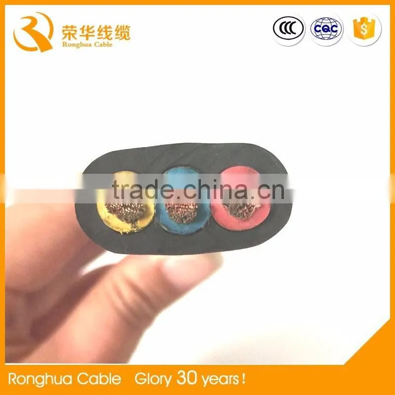 Ronghua cable 3 core flexible copper rubber flat submersible pump cable