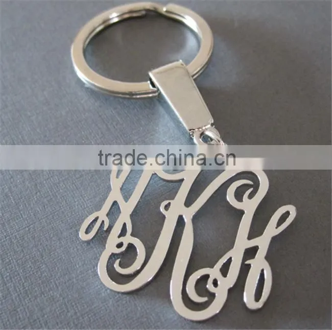 Well popular Silver Plated Monogram Brass Keychain