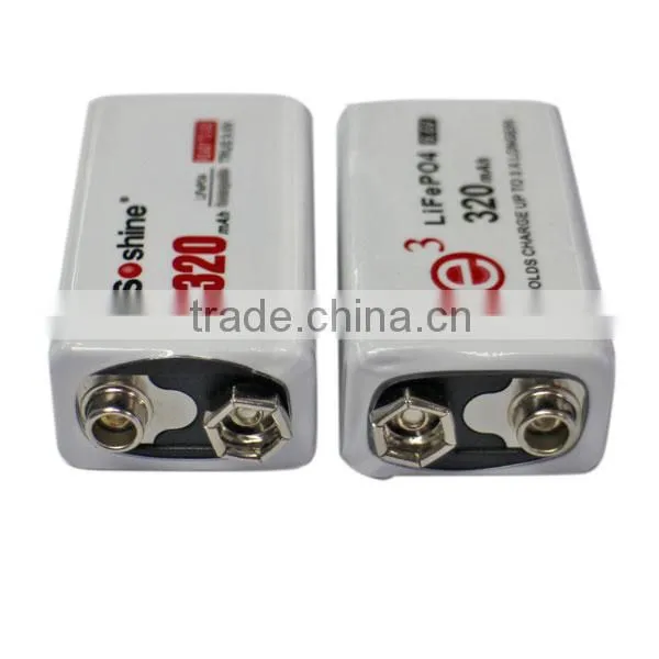 Soshine e3 9V Rechargeable Battery 320mAh 9.6V LiFePO4 9V rechargeable bttery