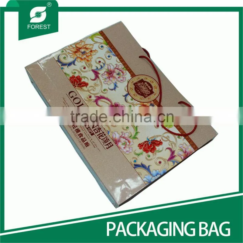 BEAUTIFUL COLOR PAPER MATERIAL PACKAGING BAG FOR FOOD WITH HANDLE