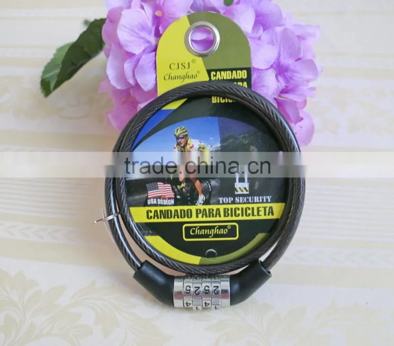 outdoor security product 4-digital combination bike cable lock factory
