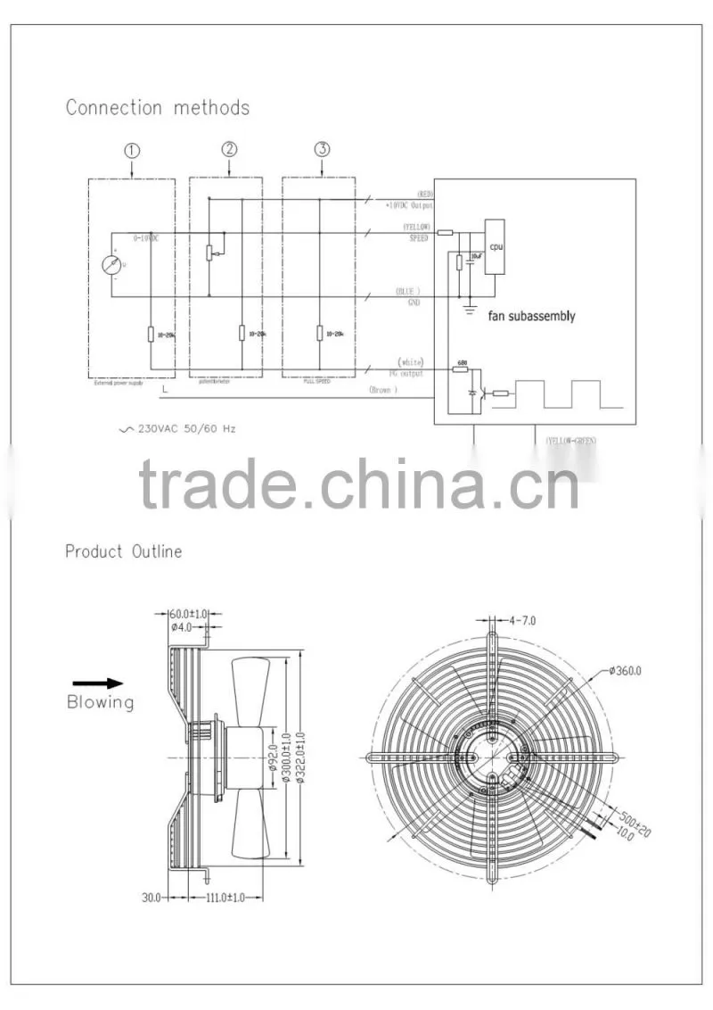 New Product ! PSC 230v ec ventilation fan 300*111mm With CE & UL Since 1993
