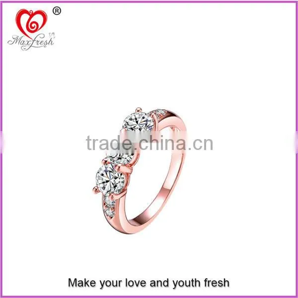 Maxfresh Cluster Ring Rose Gold Plating Gemstone Rings for Lady X'mas Gift