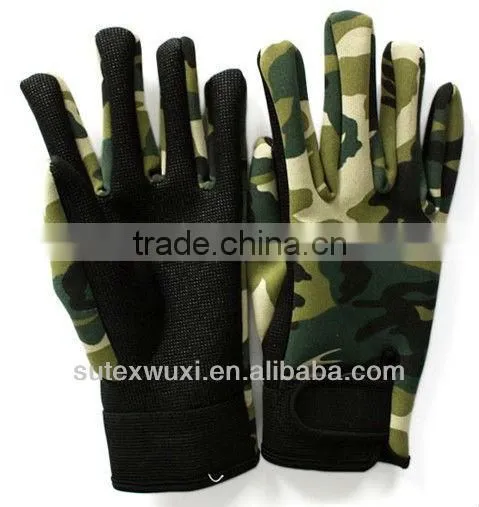 4mm 5-finger neoprene/fleece camouflage hunting gloves