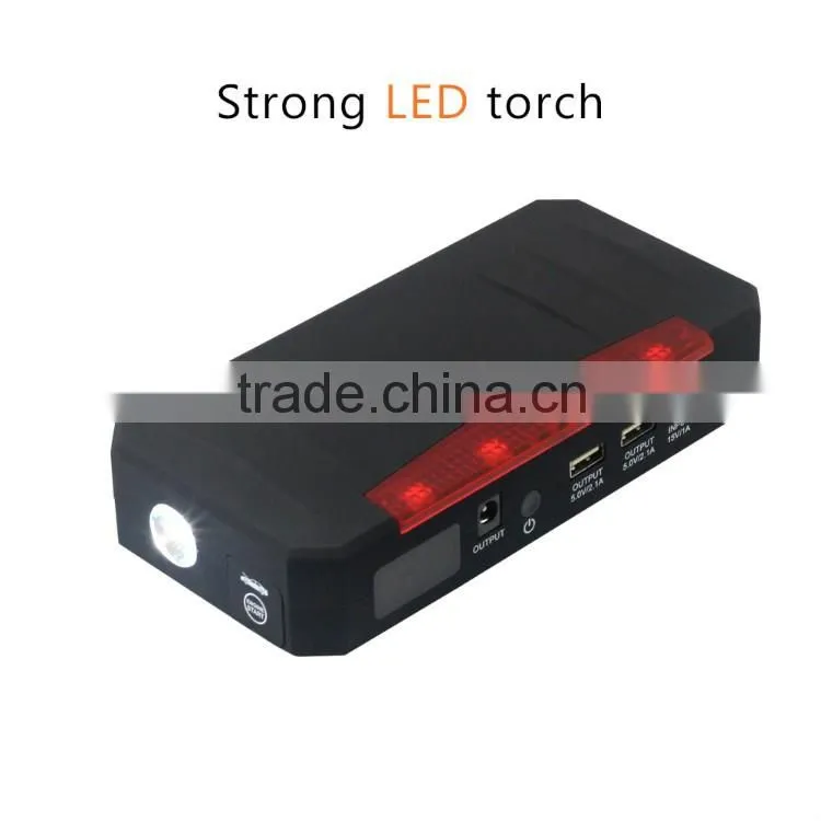 car jump starter power bank 15000 mAh with strong LED light and SOS function for laptop power bank