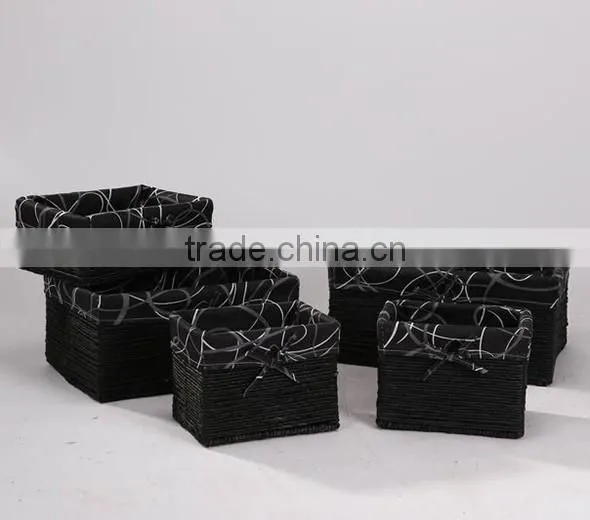 China Factory Black Woven Storage Basket