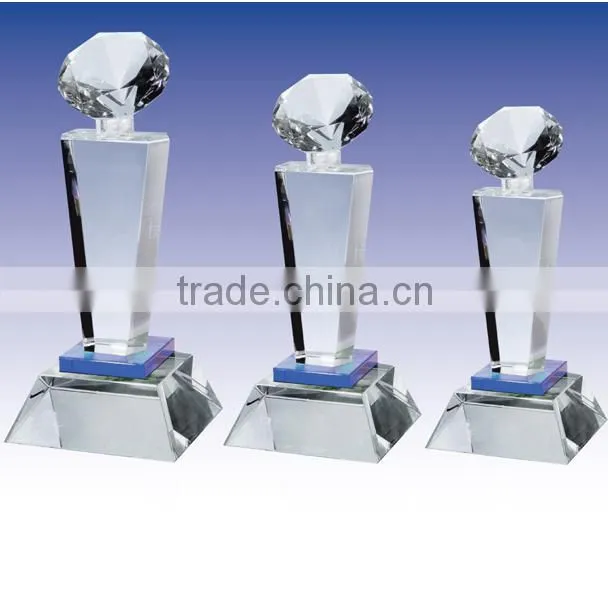 Factory wholesale blank clear crystal diamond trophy