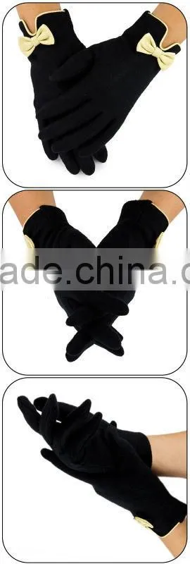 Elegant knitted bowknot handmade cheap sheep black wool glove