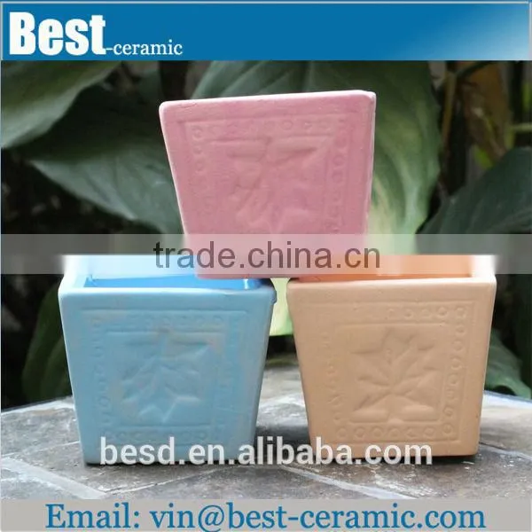 color glazed ceramic square flower pot