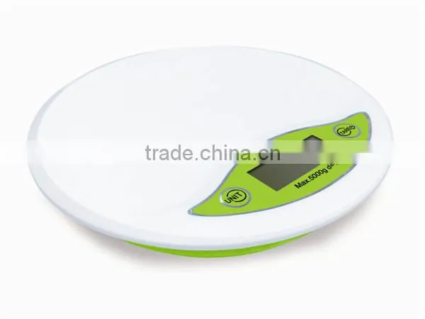 ABS and stainless steel kitchen scale 5kg for promotional gift cheap and lightweight kitchen food scale