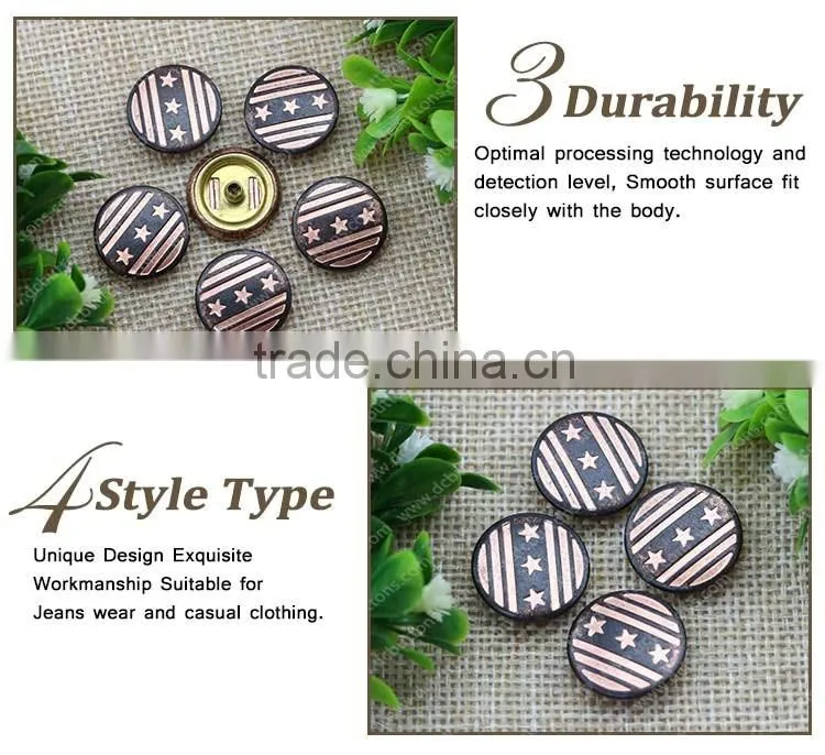 nickel lead free custom logo decorative metal denim snap button