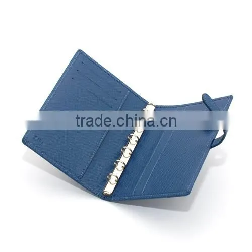 PU leather Business note book with 6 metal rings and metal closure