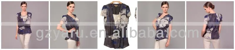 Gray v-neck double-breasted cultivate one's morality short sleeve blouse