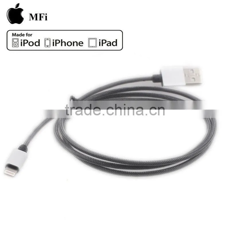 Aluminum casing nylon braided jacket MFi usb cord